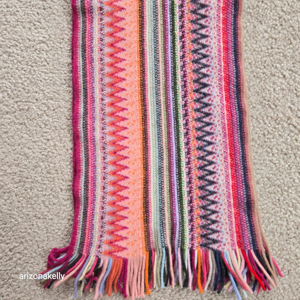 Glen Prince Lambswool ZigZag Scarf Pink Scotland